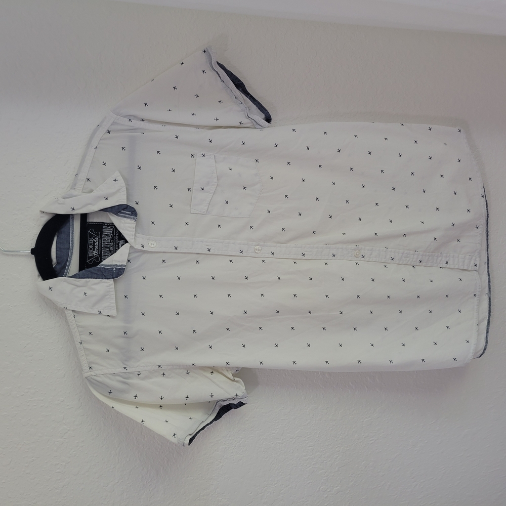 White Polka Dot Casual Button Down Shirt